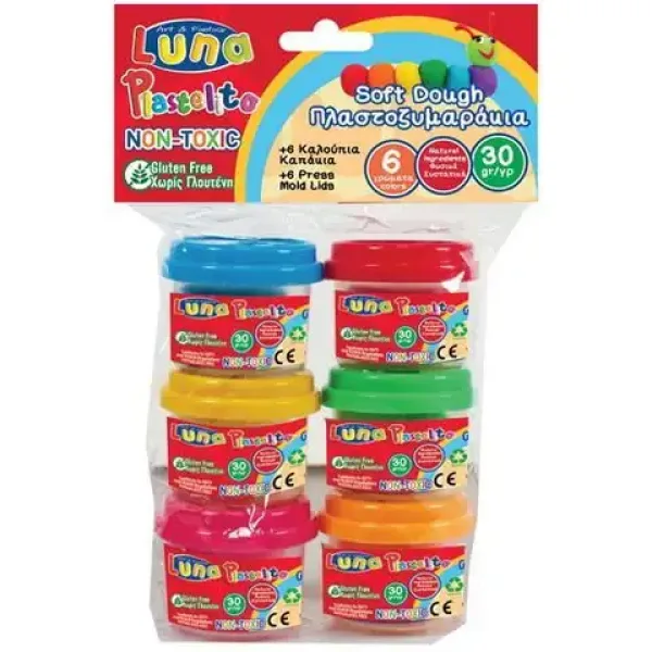 Set di paste modellabili colorate in vasetti, 6 pezzi da 30 g immagine 1