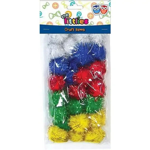 Set di pompon colorati con glitter 15mm 30 pezzi immagine 1