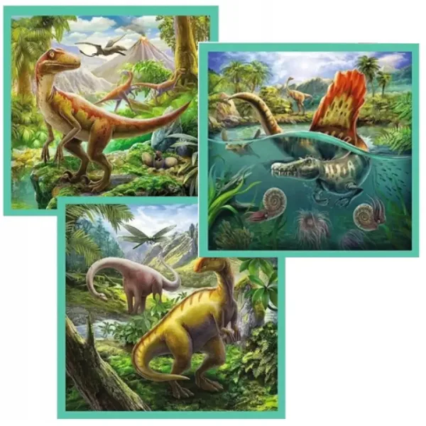Set di puzzle 3 in 1 con dinosauri - Trefl immagine 2