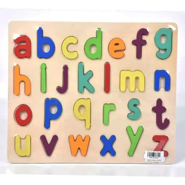 Set di puzzle in legno colorato con lettere minuscole ABC, 26 pezzi immagine 1