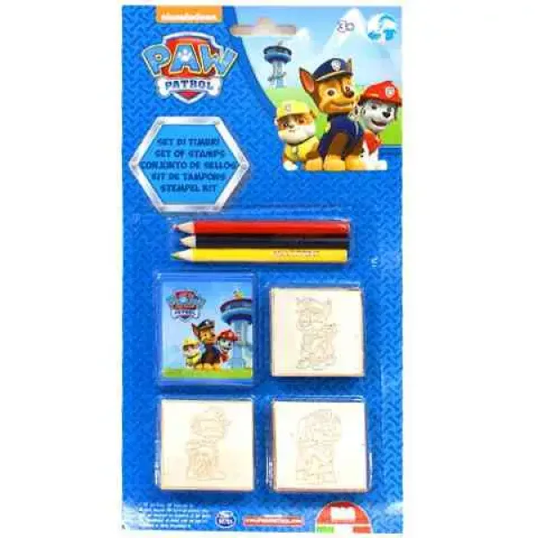 Set di timbri da 3 pezzi di Paw Patrol con matita colorata immagine 1