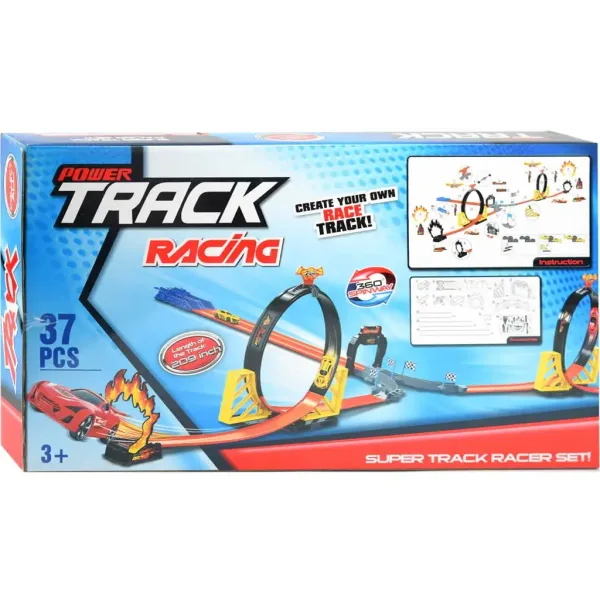 Set pista da corsa Power Track 37 pezzi con loop e 2 auto a retrocarica 1/64 immagine 2