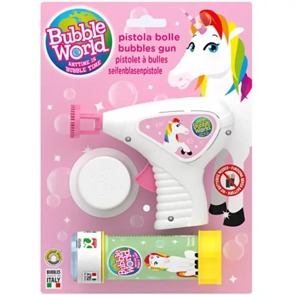 Set pistola spara bolle di sapone unicorno con 60 ml di liquido immagine 1
