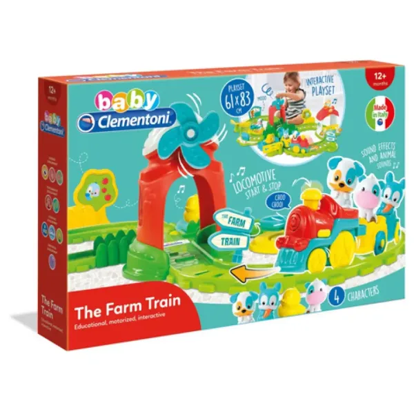 Set treno interattivo colorato per bambini con accessori da fattoria immagine 1