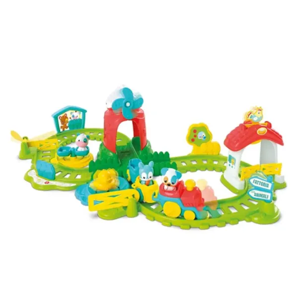 Set treno interattivo colorato per bambini con accessori da fattoria immagine 2