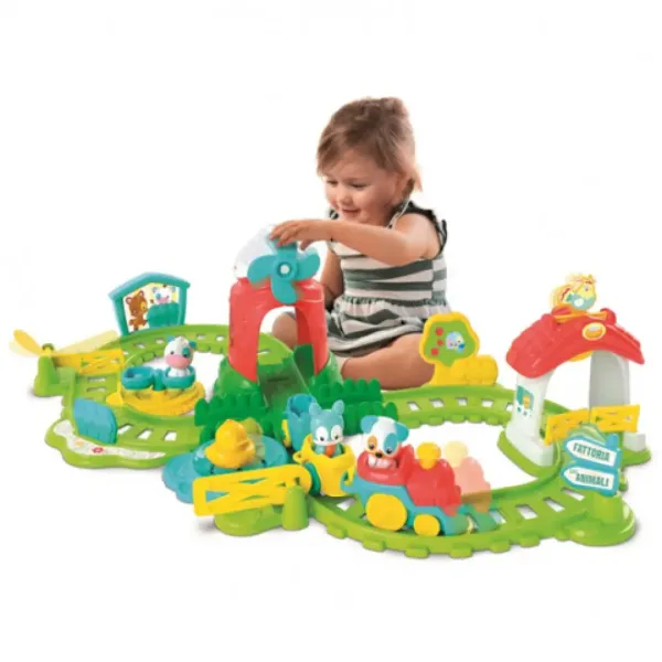 Set treno interattivo colorato per bambini con accessori da fattoria immagine 3