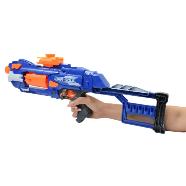 Soft Bullet Gun: Mitragliatrice elettrica a tamburo rotante con proiettili in schiuma 55cm immagine 5