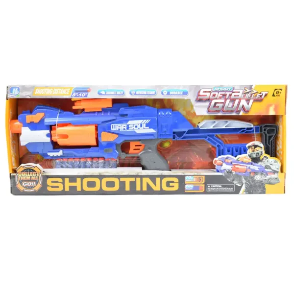 Soft Bullet Gun: Mitragliatrice elettrica a tamburo rotante con proiettili in schiuma 55cm immagine 7