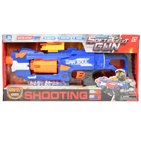 Soft Bullet Gun: Pistola manuale a tamburo con proiettili in spugna 44cm immagine 7