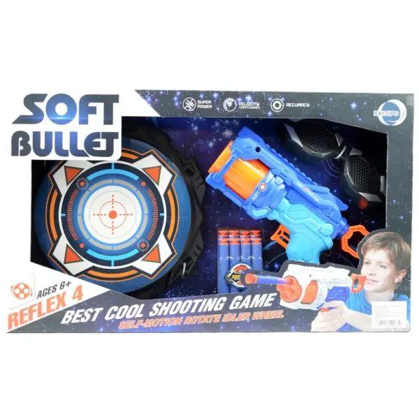 Soft Bullet: Reflex 4 pistola manuale a tamburo con bersaglio 22cm immagine 9
