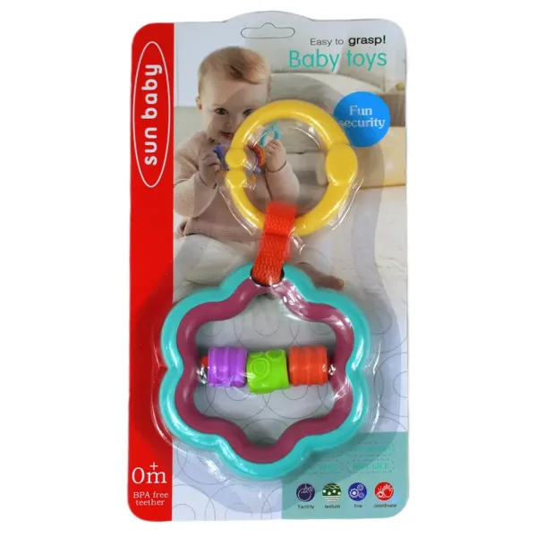 Sonaglio e dentaruolo colorato con gancio per bebè immagine 5