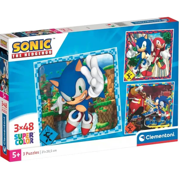 Sonic 3x48 pezzi Supercolor puzzle - Clementoni immagine 1