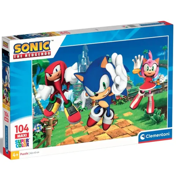 Sonic il riccio e i suoi amici puzzle maxi supercolor da 104 pezzi - Clementoni immagine 1