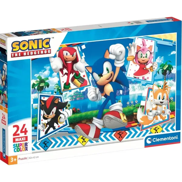 Sonic puzzle maxi supercolor da 24 pezzi - Clementoni immagine 1