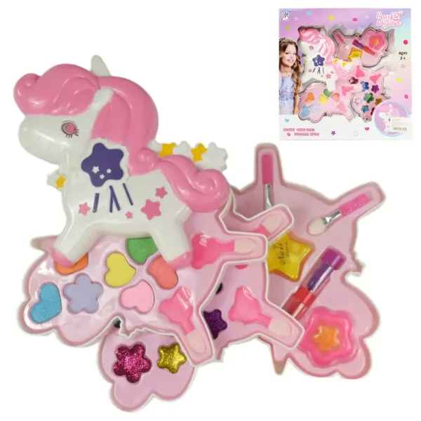 Sparkle & Glitter: Set di palette trucco a tre livelli con unicorno immagine 1