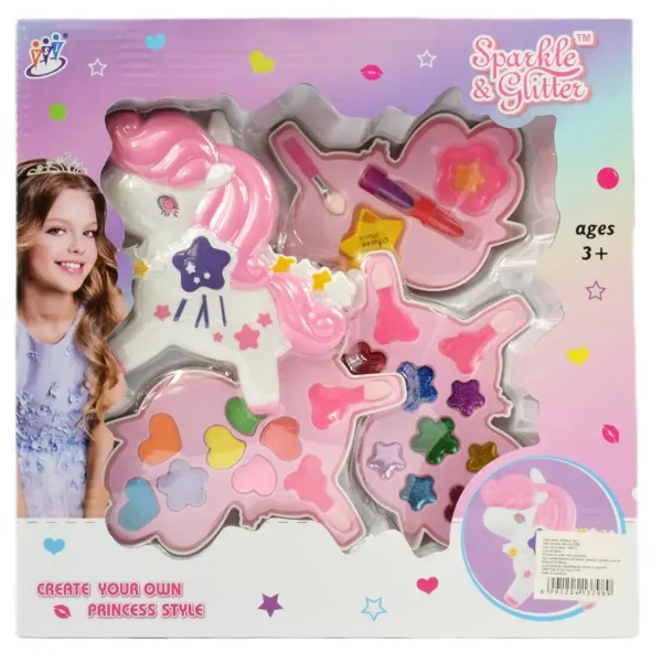 Sparkle & Glitter: Set di palette trucco a tre livelli con unicorno immagine 6