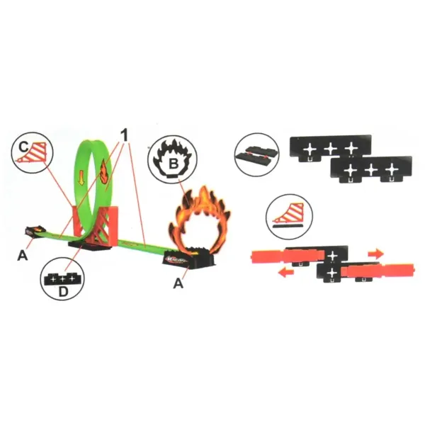 Speed Track pista da corsa da 12 pezzi con loop a 360° e macchinina a retrocarica 1/64 immagine 3