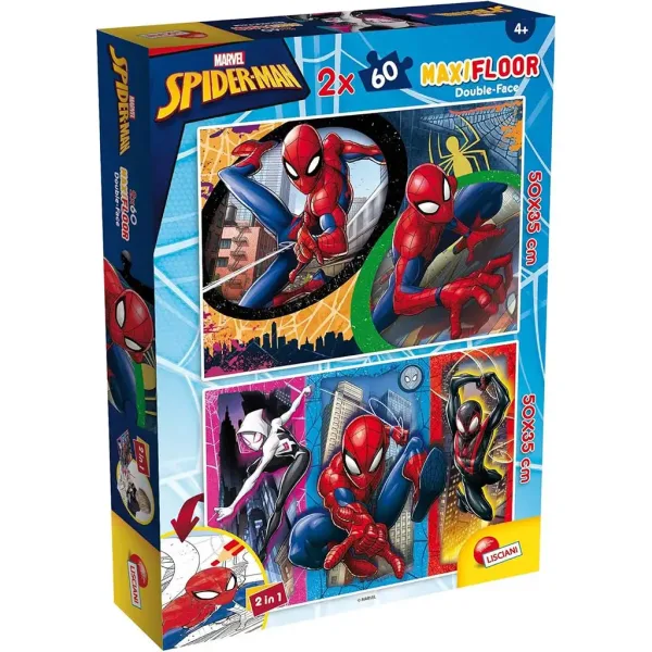 Spider-Man 2 in 1 maxi puzzle 2x60 pezzi e album da colorare 50x35 cm - Lisciani immagine 1
