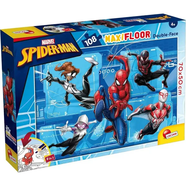 Spider-Man 2 in 1 maxi puzzle da 108 pezzi e album da colorare 70x50 cm - Lisciani immagine 1