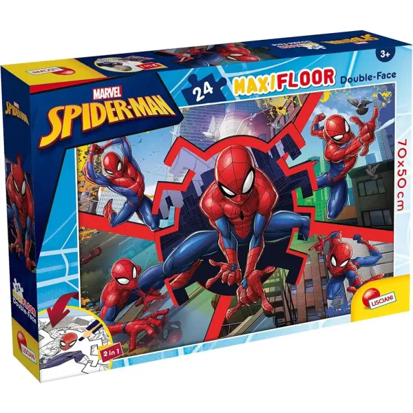 Spider-Man 2 in 1 maxi puzzle da 24 pezzi e album da colorare 70x50 cm - Lisciani immagine 1