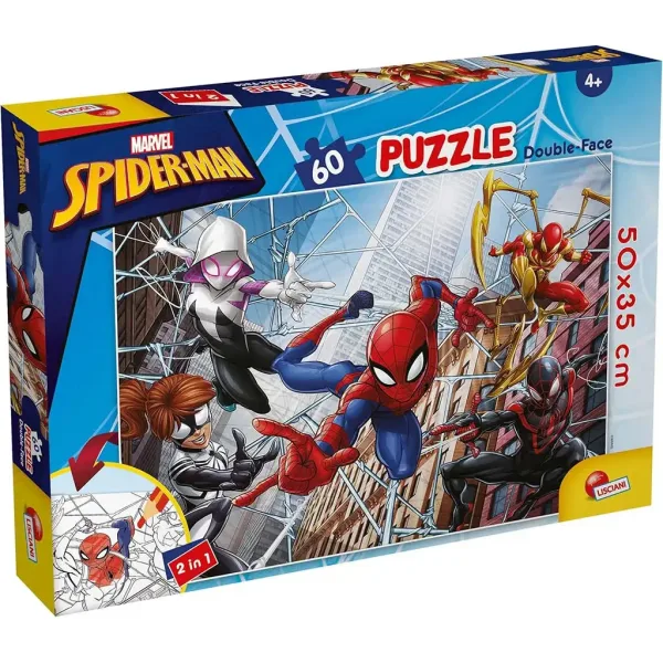 Spider-Man 2 in 1 puzzle da 60 pezzi e libro da colorare 50x35cm - Lisciani immagine 1