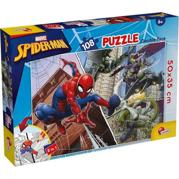 Spider-Man 2 in 1 puzzle e album da colorare da 108 pezzi 50x35 cm - Lisciani immagine 1