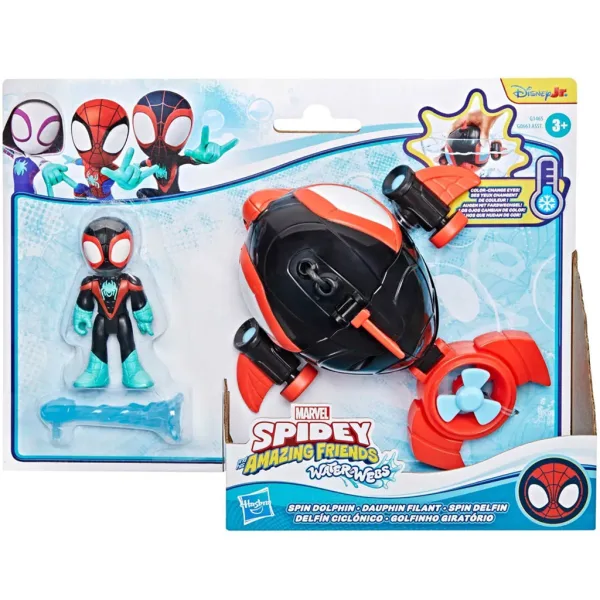 Spidey e i suoi fantastici amici: personaggi Waterwebs e veicoli che cambiano colore - Spin Dolphin - Hasbro immagine 1