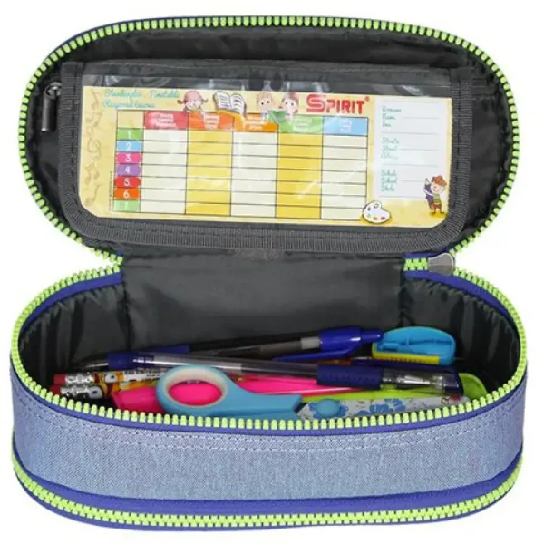 Spirit: Astuccio ovale a due piani blu denim 23x10cm immagine 2