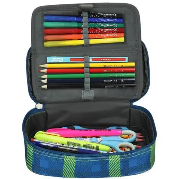 Spirit: Astuccio ovale a quadretti blu My Bag 23x10cm immagine 3
