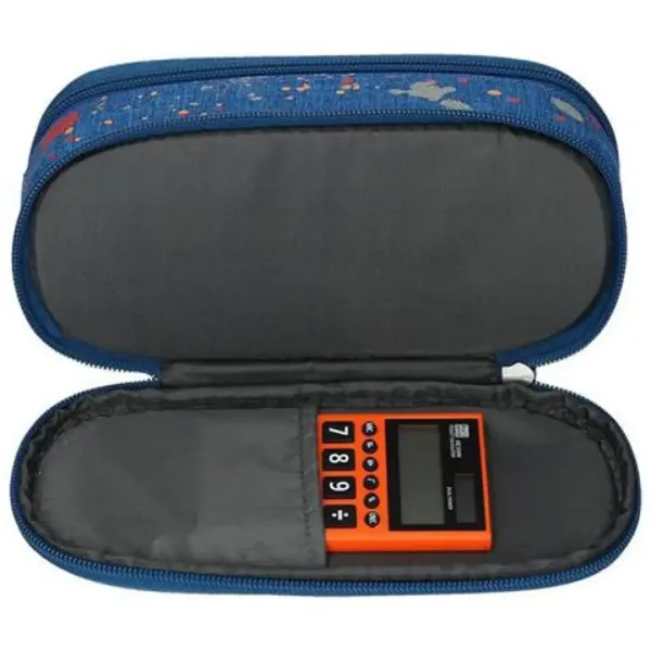 Spirit: Astuccio ovale blu jeans con motivo a pois di vernice 23x10cm immagine 4