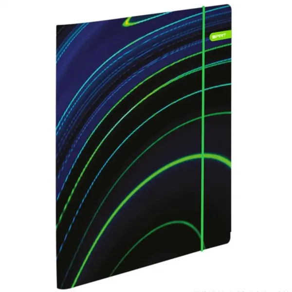 Spirit: Blue Stripes strisce blu-verdi su sfondo nero zaino scolastico, zaino set da 4 pezzi 41x20x32cm immagine 3