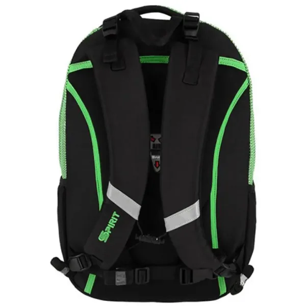 Spirit: Campus zaino scolastico nero e verde arrotondato, zaino 46x33x22cm immagine 2