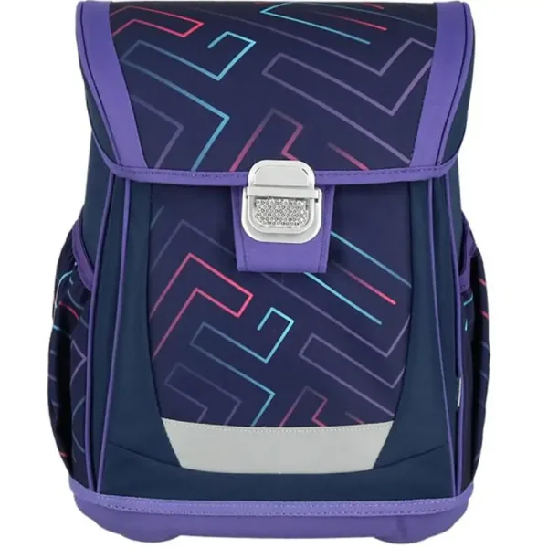 Spirit: Linee Colorate Zaino scuola, zaino su base viola set 4 pezzi 41x20x32cm immagine 2