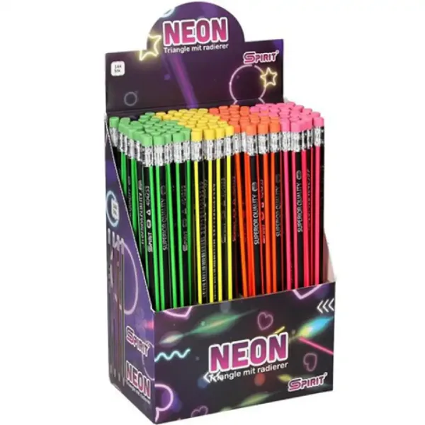 Spirit: Matita triangolare HB in grafite neon con gomma in vari colori 1 pezzo immagine 1