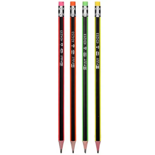Spirit: Matita triangolare HB in grafite neon con gomma in vari colori 1 pezzo immagine 2