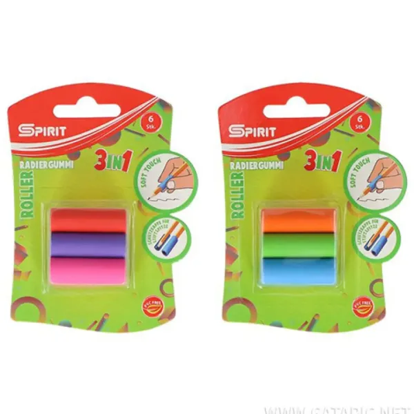Spirit: Roller 3in1 impugnatura per matita e gomma in diversi colori set da 6 pezzi immagine 1