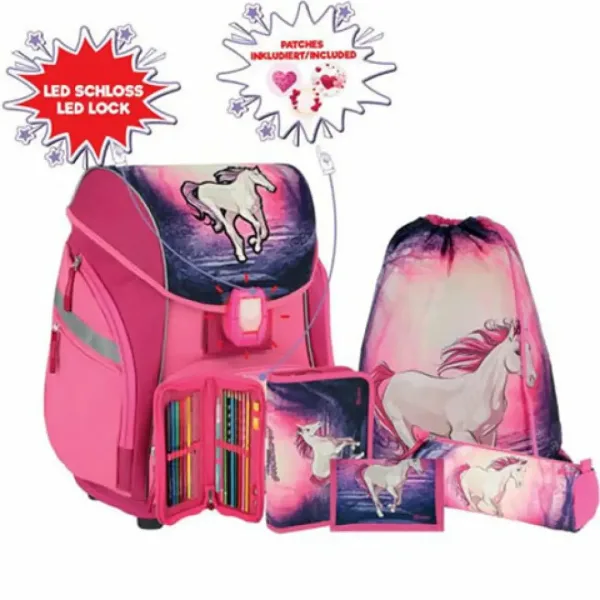 Spirit: Set di zaini ergonomici 3D con unicorno magico, 5 pezzi, con illuminazione a LED, 34x22x41cm immagine 1