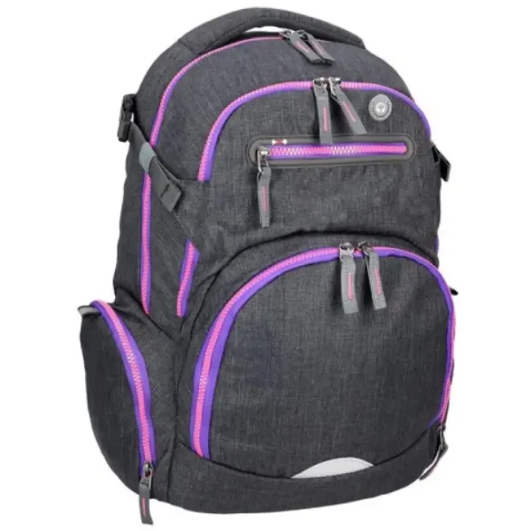 Spirit: Stinger zaino ergonomico premium grigio scuro-viola per la scuola 26x32x44cm immagine 2