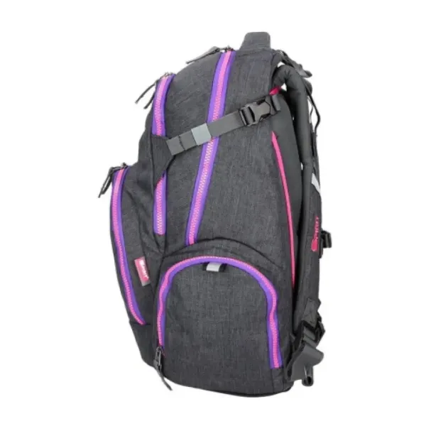 Spirit: Stinger zaino ergonomico premium grigio scuro-viola per la scuola 26x32x44cm immagine 3