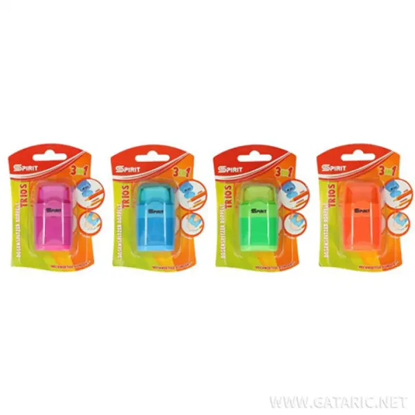 Spirit: Trios temperamatite con serbatoio a 2 fori e gomma 3 in 1, disponibile in vari colori, confezione da 1 pezzo immagine 1