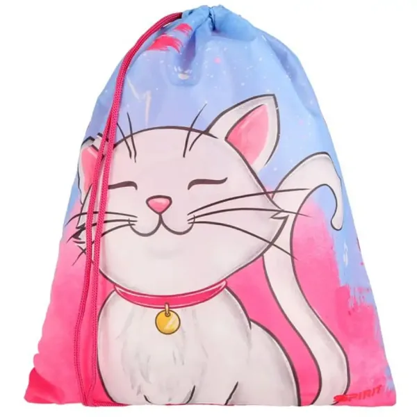 Spirit: White Cat zaino scolastico con gattino bianco, zaino set 5 pezzi 38x17x28cm immagine 3