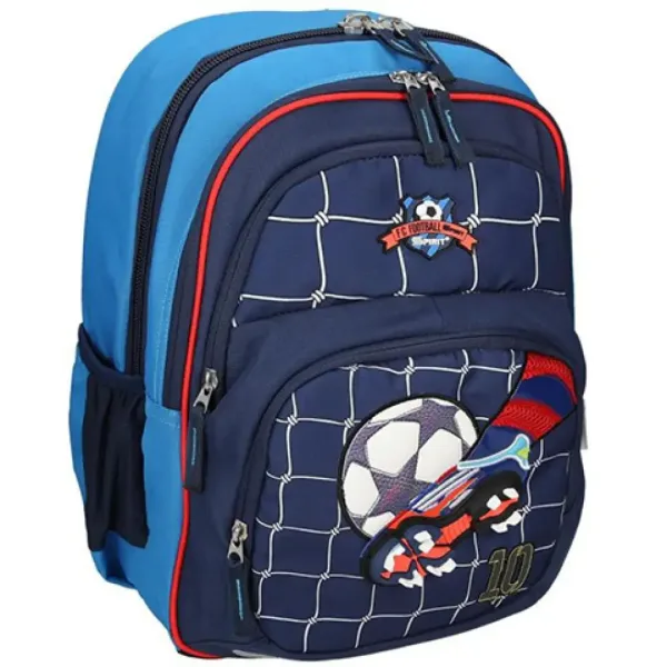 Spirit: Zaino ergonomico a quattro scomparti di colore blu con motivo di calcio immagine 1