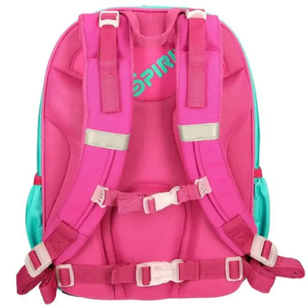 Spirit: Zaino ergonomico scolastico arrotondato con motivo di gufo rosa-turchese, 40x20x18cm immagine 3
