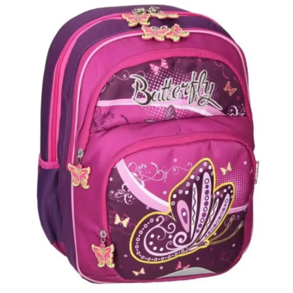 Spirit: Zaino ergonomico scolastico viola-rosa con farfalle immagine 2