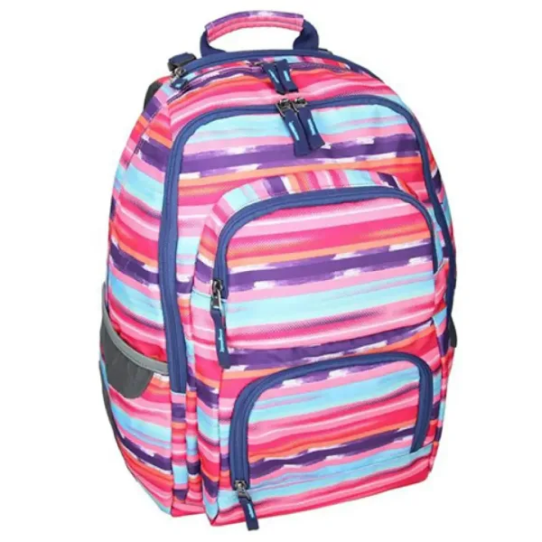 Spirit: Zaino scolastico arrotondato a righe colorate, zaino 46x34x22cm immagine 1