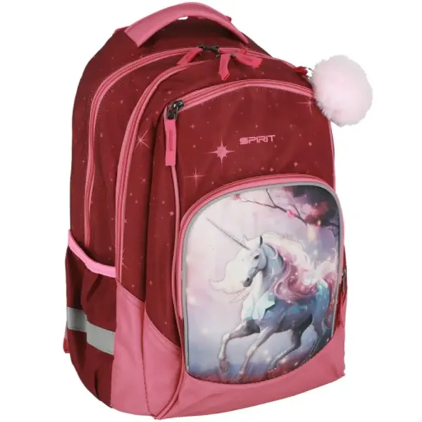 Spirit: Zaino scolastico arrotondato con motivo 3D di unicorno, 34x26x44cm immagine 1