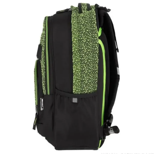 Spirit: Zaino scolastico arrotondato verde-nero, zaino 46x32x19cm immagine 2
