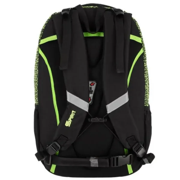 Spirit: Zaino scolastico arrotondato verde-nero, zaino 46x32x19cm immagine 3