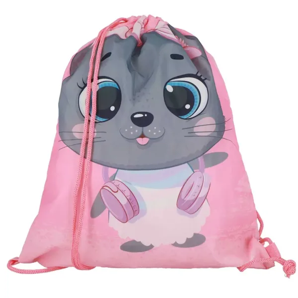 Spirit: Zaino scolastico grigio con gatto, set da 5 pezzi 38x17x28cm immagine 5
