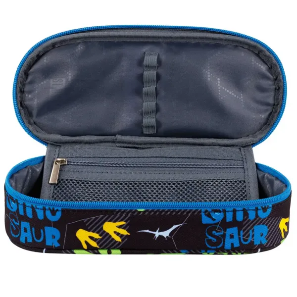 St.Right: Astuccio ovale blu con motivo di dinosauri 23cm immagine 2